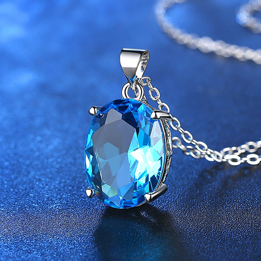 Blue Topaz Style Pendant and Necklace
